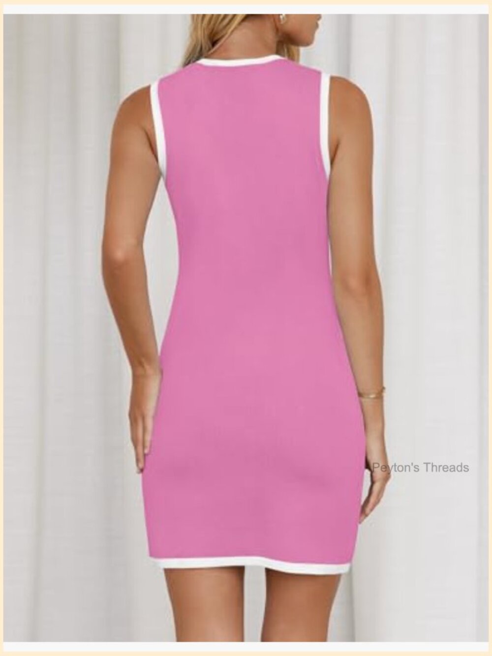Sleeveless Bodycon Mini Dress Crewneck Button Knit Office Party - Picture 5 of 7